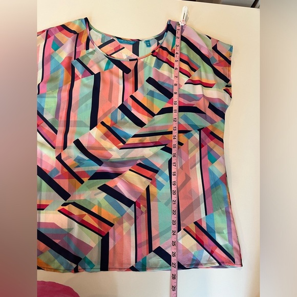 Tori Richard multi color print Discoteca Brook silk print blouse - Picture 8 of 10
